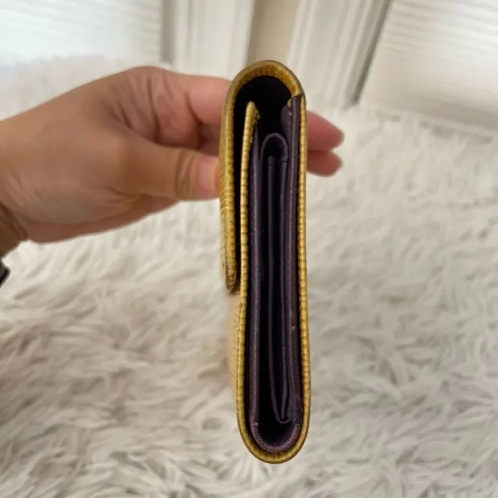 LOUIS VUITTON Trifold‎ Snap Yellow Leather Epi Wallet, Purple Lined